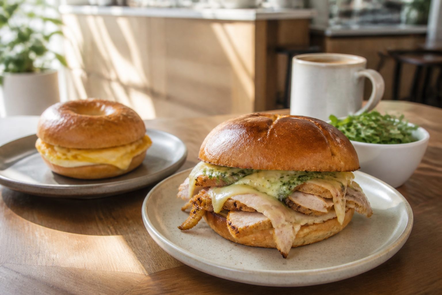Midday Brioche sandwich with chicken and melted cheese